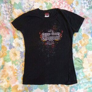 Vintage Orange County Choppers Old School New Rules Women/Teen Black T-Shirt y2k